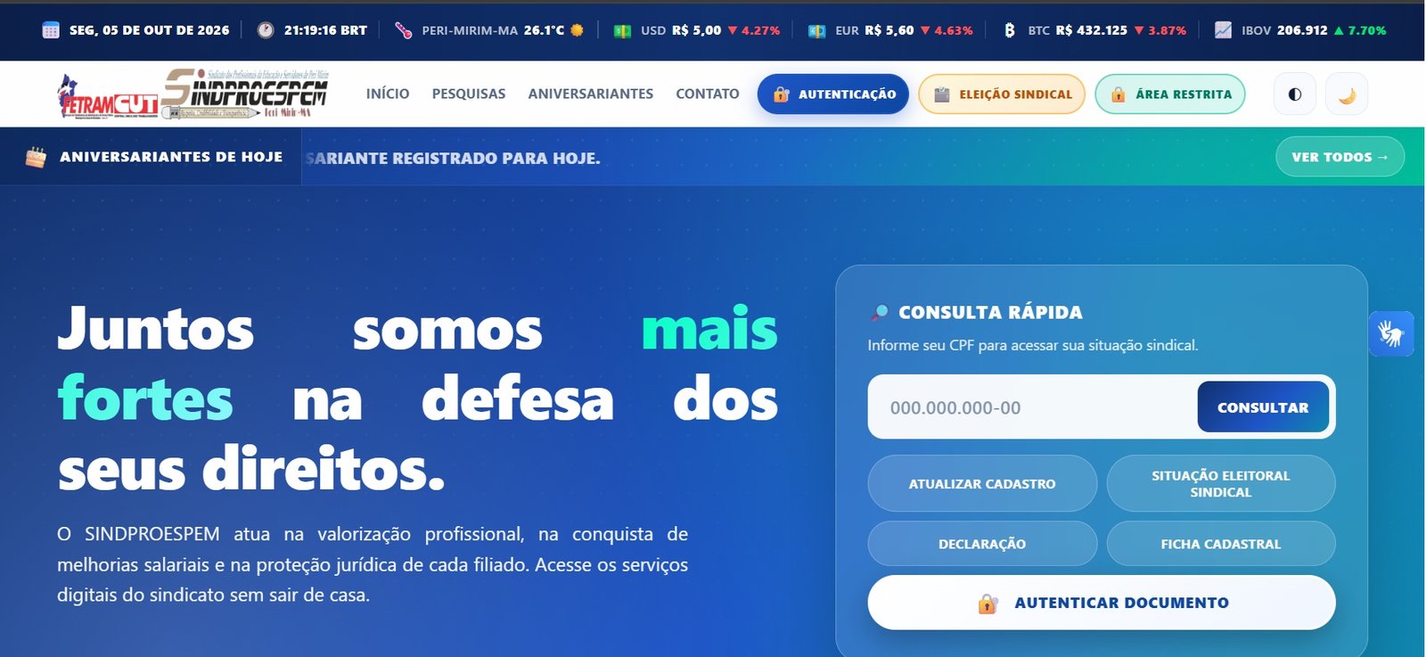 Site SINDPROESPEM